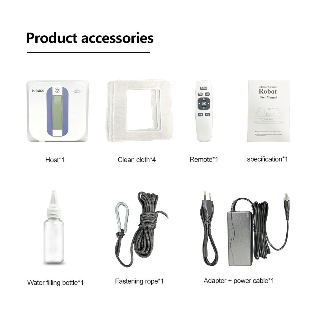 PRK - 28 Smart Window Cleaning Robot – 4 - Point Spray, Strong Suction & Brushless Motor | Streak - Free Cleaning - PuRuiKai Online Store